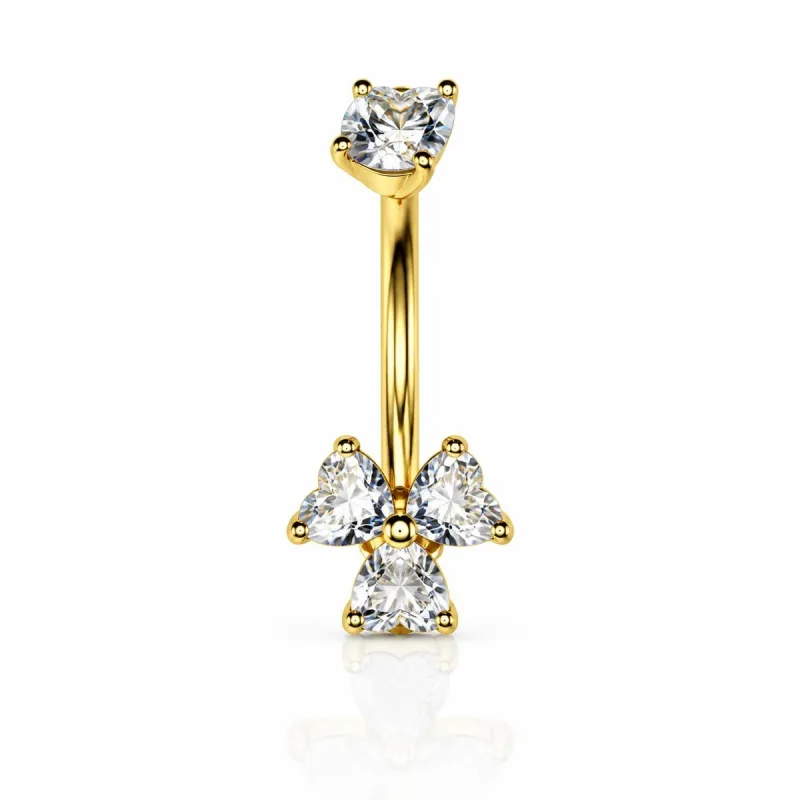 Cerrahi Çelik Üç Kalp Göbek Piercing — gold
