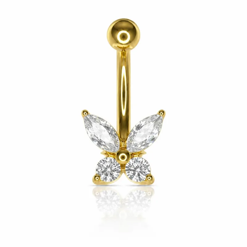 Cerrahi Çelik Kelebek Göbek Piercing — gold