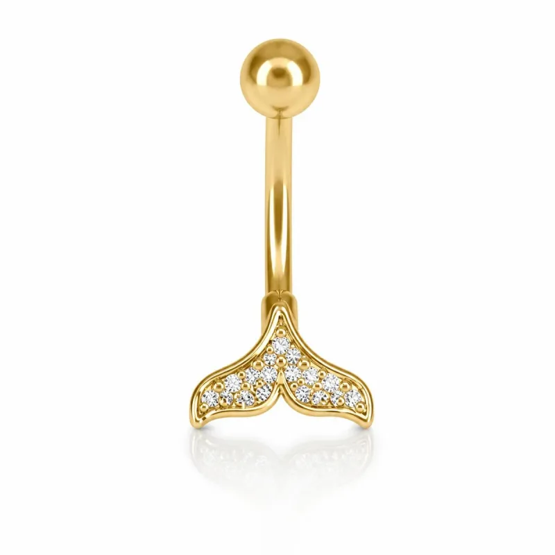 Cerrahi Çelik Balina Kuyruğu Göbek Piercing — gold