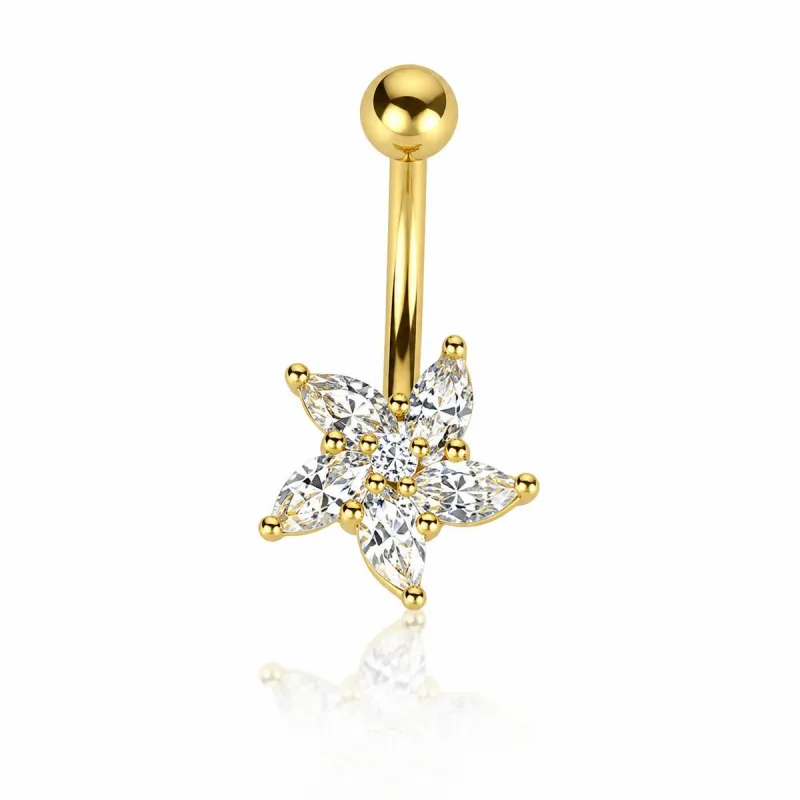 Cerrahi Çelik Yıldız Göbek Piercing — gold