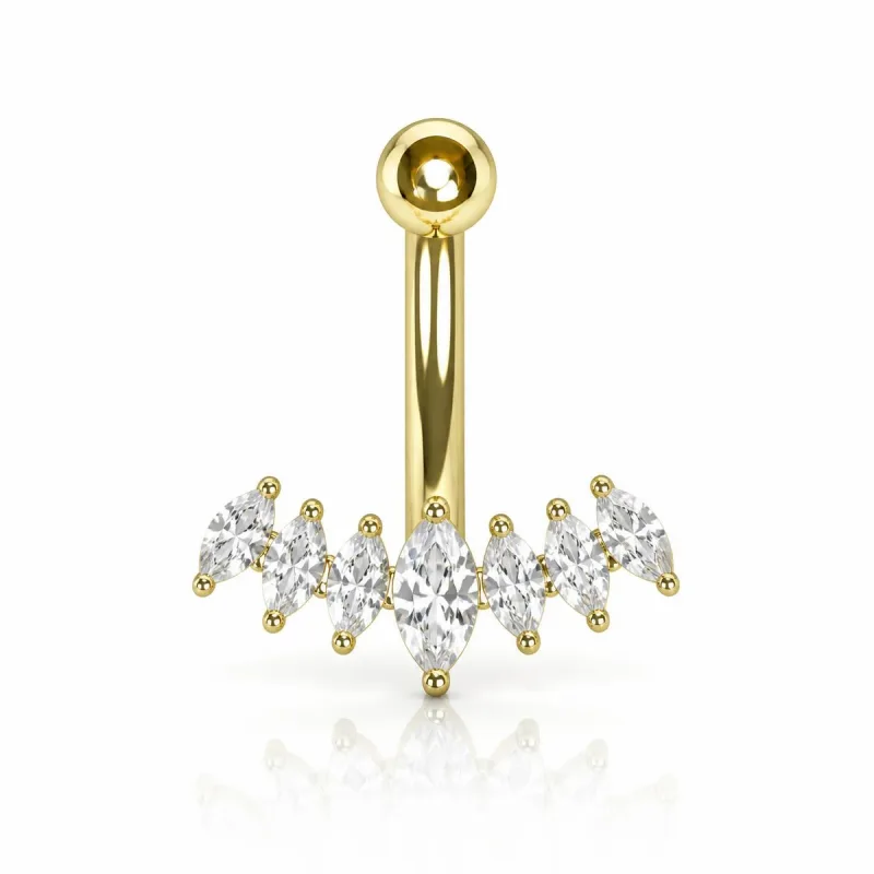 Cerrahi Çelik Taç Göbek Piercing — gold