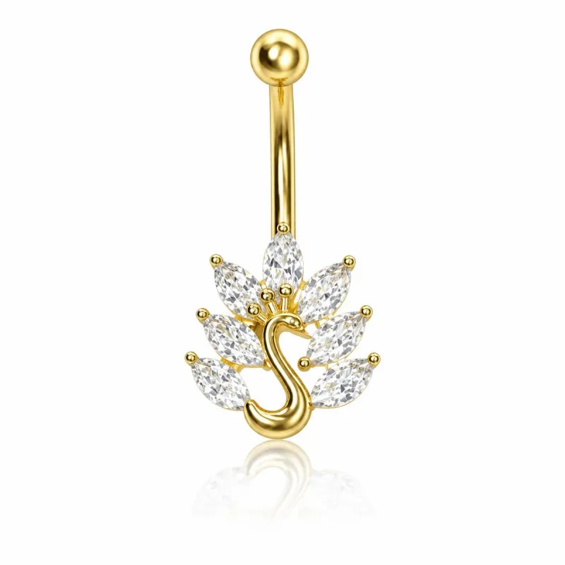 Cerrahi Çelik Tavus Kuşu Göbek Piercing — gold