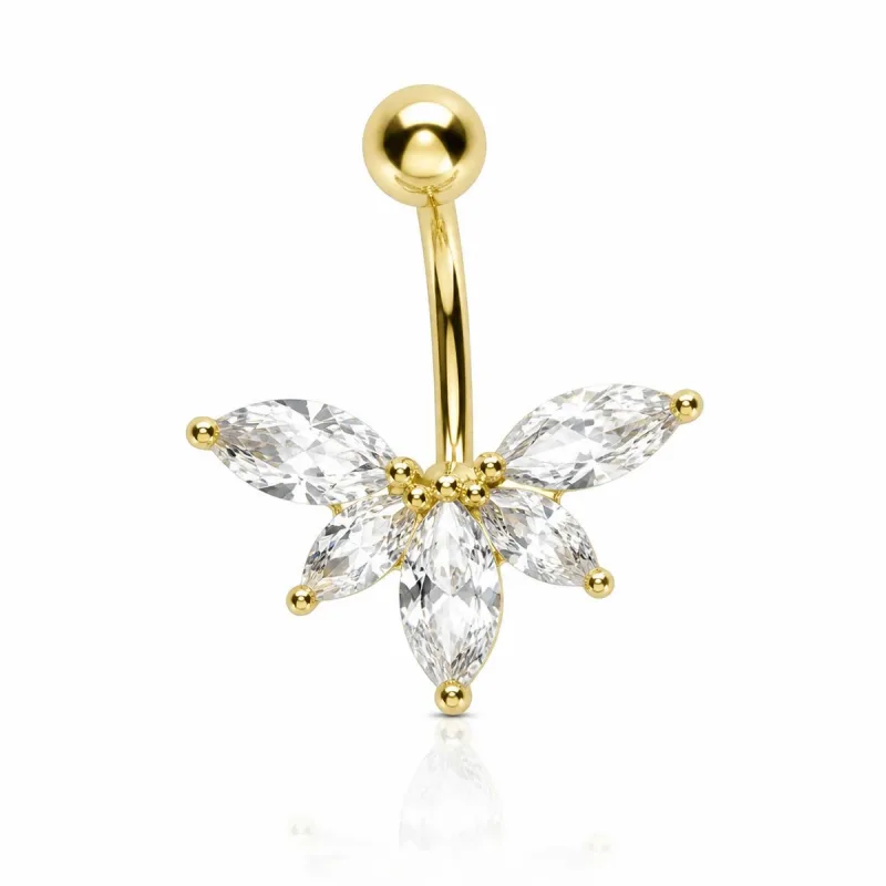 Cerrahi Çelik Yelpaze Göbek Piercing — gold