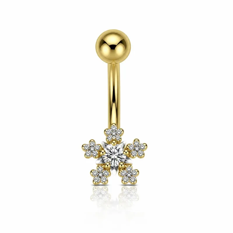 Cerrahi Çelik Kar Tanesi Göbek Piercing — gold