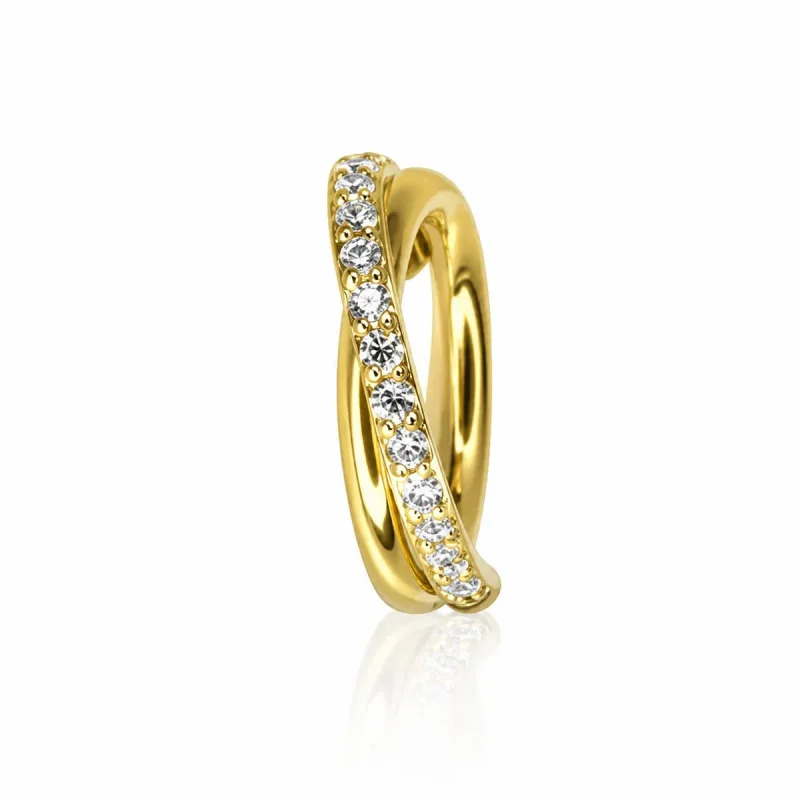 Cerrahi Çelik Çapraz Taşlı Clicker Halka — gold