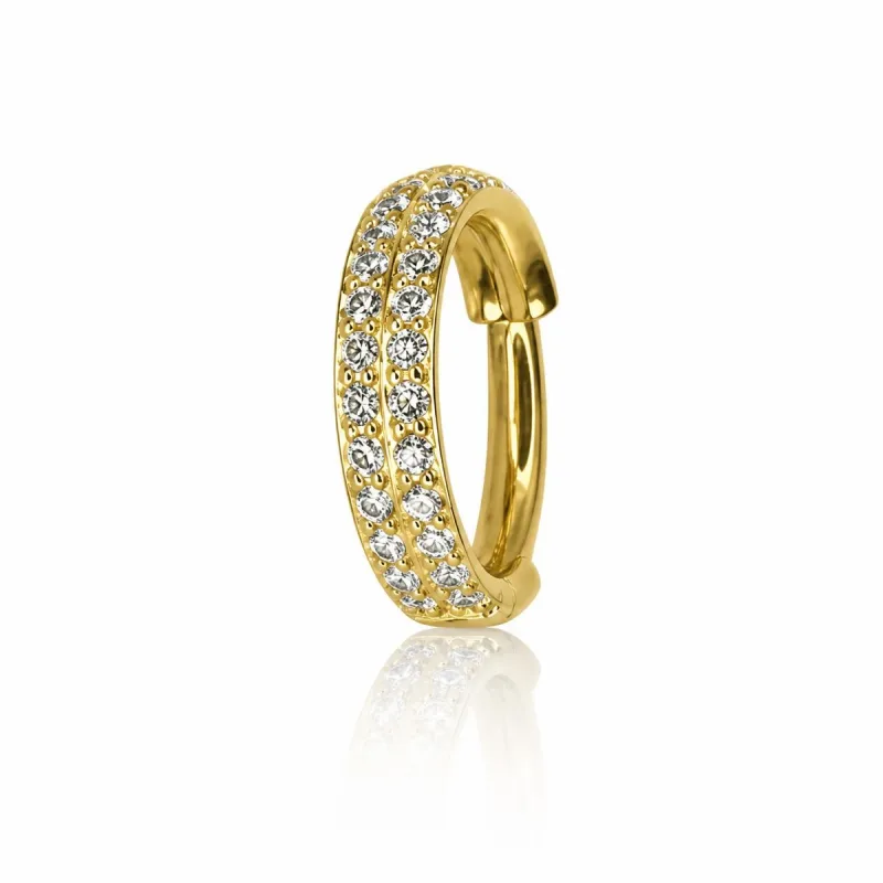 Cerrahi Çelik Geniş Taşlı Clicker Halka — gold