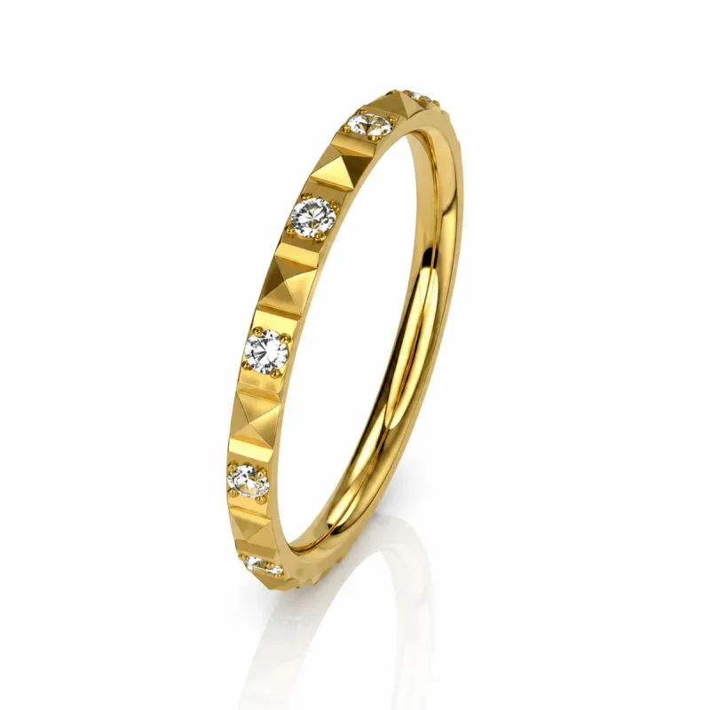 Cerrahi Çelik Piramit Yüzeyli Clicker Halka — gold