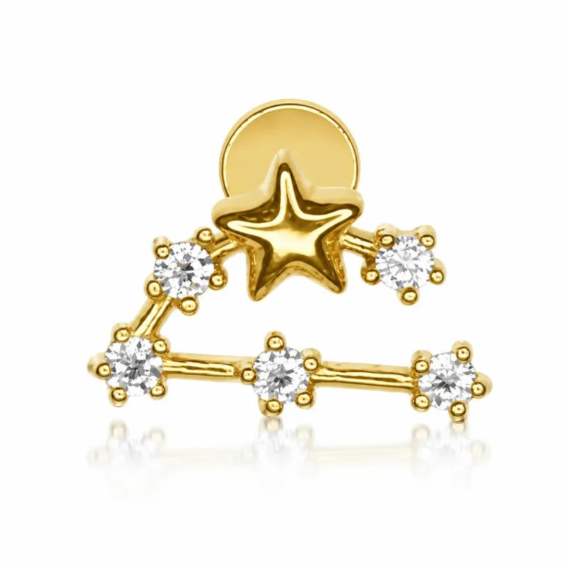 Cerrahi Çelik Takımyıldız Figürlü Labret Piercing — gold
