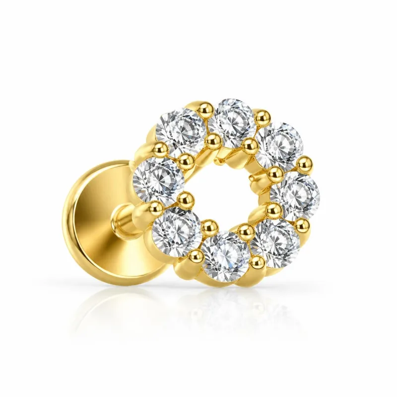 Cerrahi Çelik Zirkon Çelenk Labret Piercing — gold