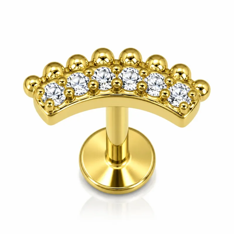 Cerrahi Çelik Boncuk Kenarlı Kavisli Bar Labret Piercing — gold