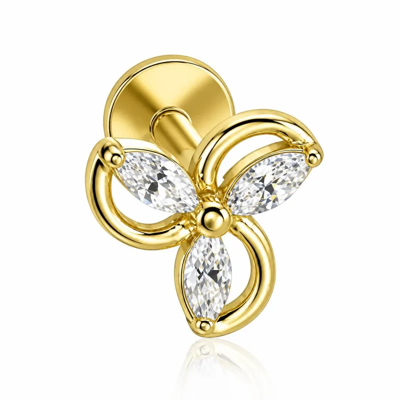 Cerrahi Çelik Pervane Figürlü Labret Piercing — gold