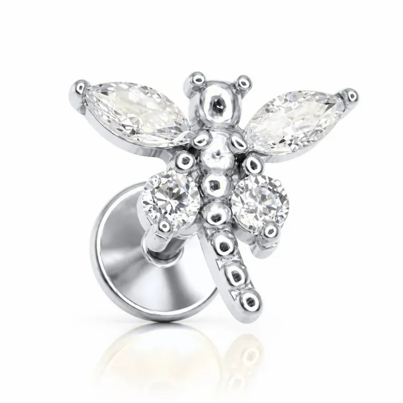Cerrahi Çelik Yusufçuk Figürlü Labret Piercing — silver