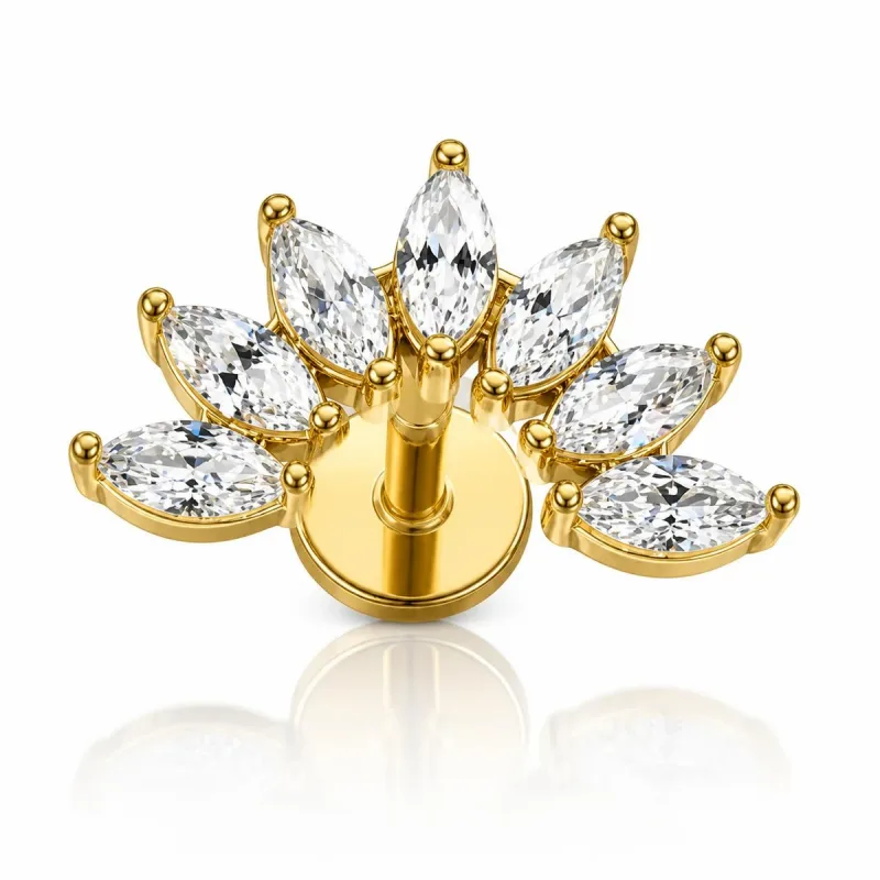 Surgical Steel Marquise Fan Labret Stud — gold