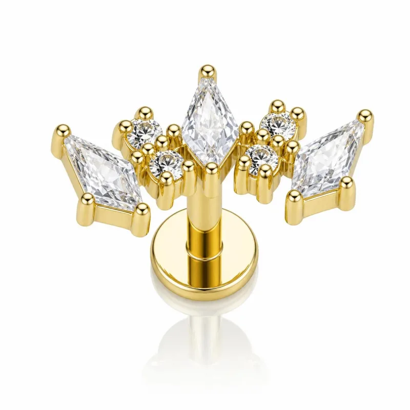 Surgical Steel Kite and Round Crown Labret Stud — gold