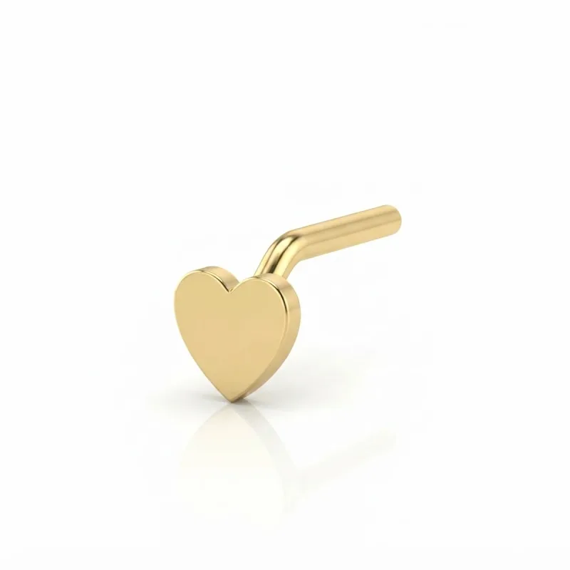 Titanyum Kalp Figürlü L Burun Piercing — gold