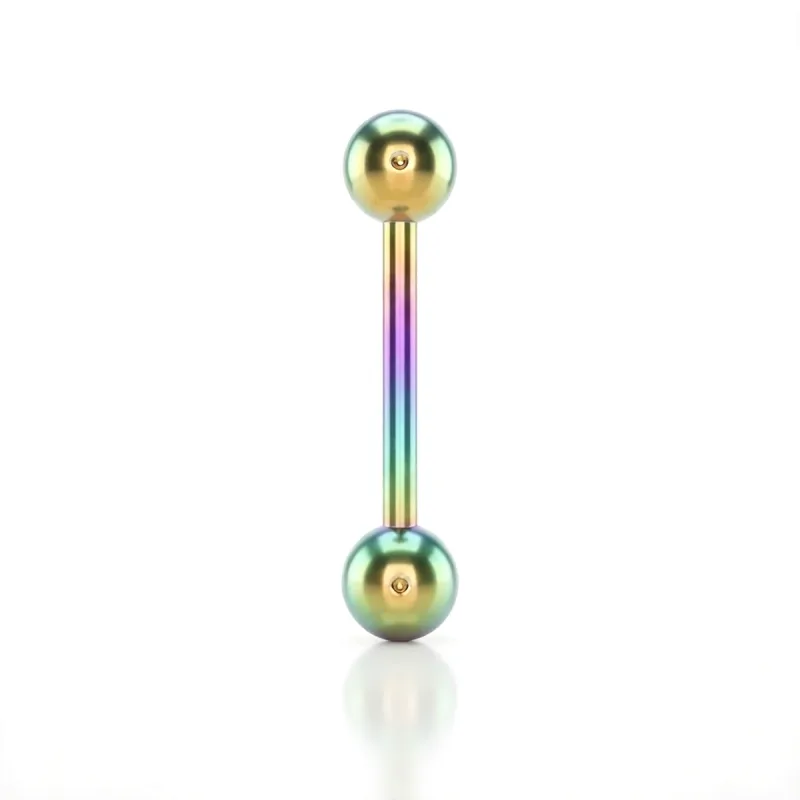Titanyum Anodize Top Uçlu Düz Bar Piercing TD001 — gökkuşağı