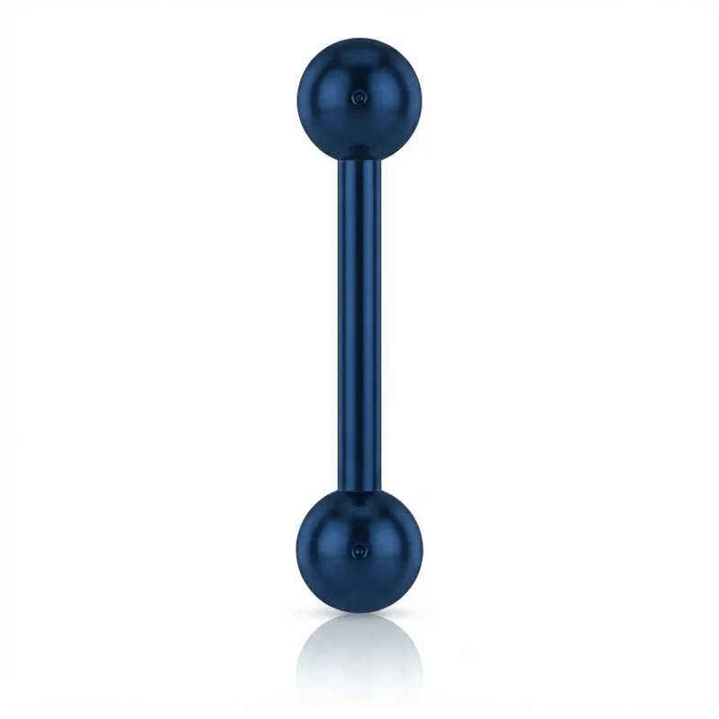 Titanyum Anodize Top Uçlu Düz Bar Piercing TD002 — mavi