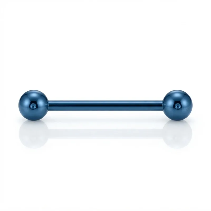 Titanyum Anodize Top Uçlu Düz Bar Piercing TD003 — mavi