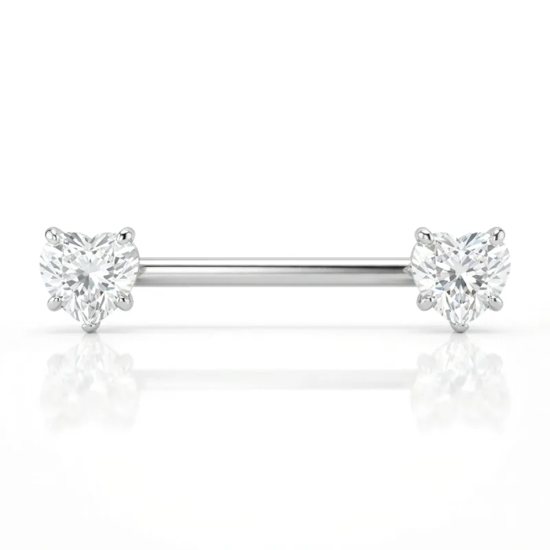 Titanium Heart Zircon Nipple Barbell — silver