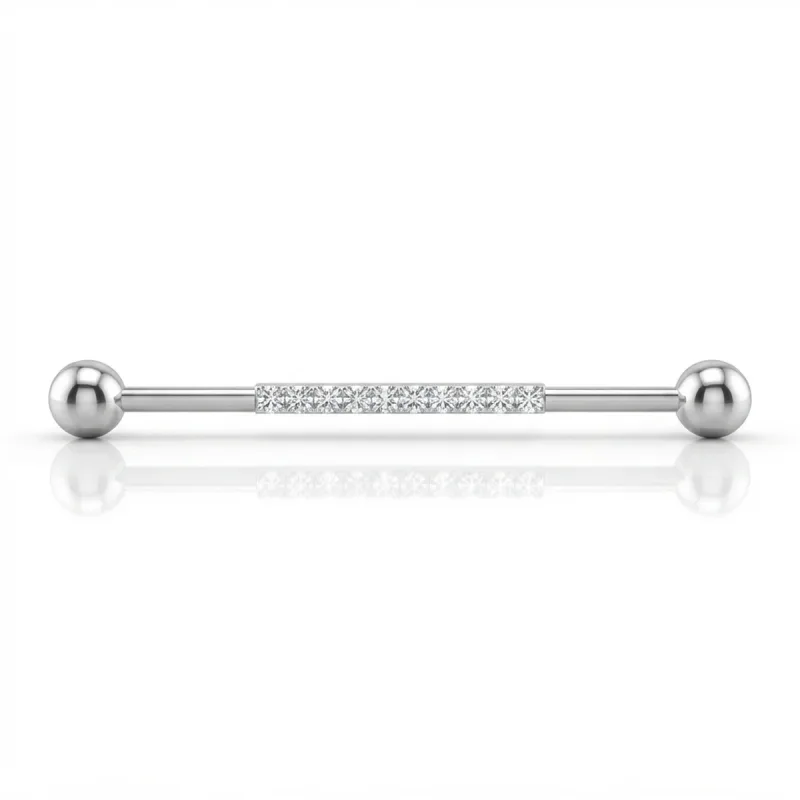 Titanium Zircon-Row Industrial Barbell — silver