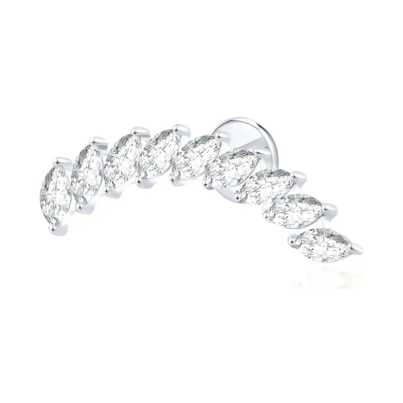 Titanyum Kavisli Yaprak Piercing — silver