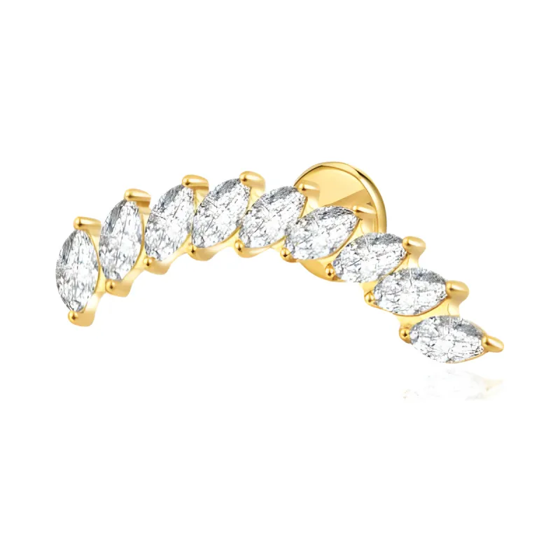 Titanyum Kavisli Yaprak Piercing — gold