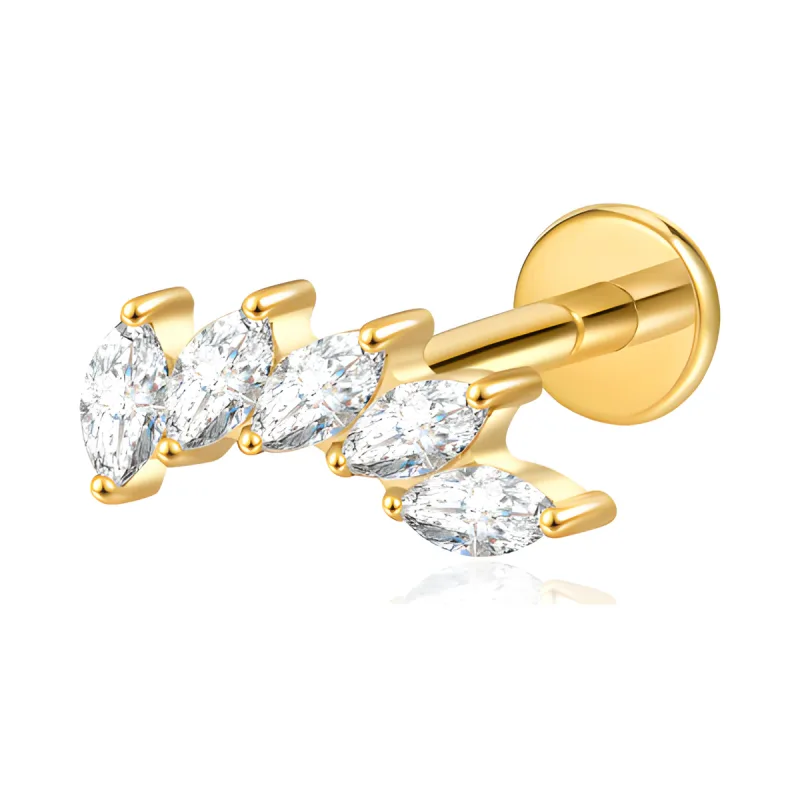 Titanyum Yaprak Dalı Piercing — gold