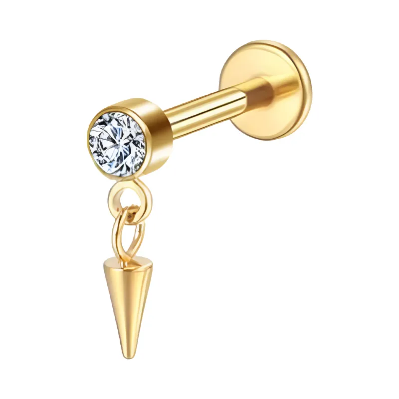 Titanyum Mızraklı Sallantı Piercing — gold