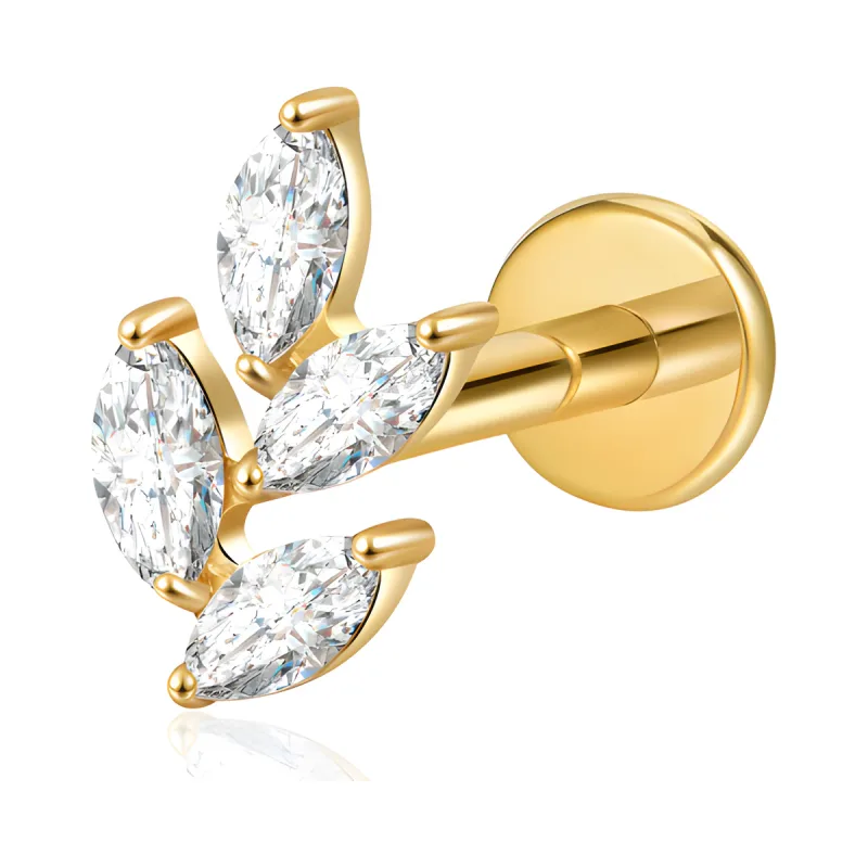 Titanyum Dört Yaprak Piercing — gold
