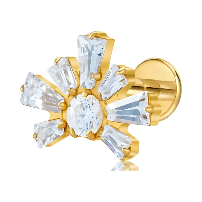 Titanyum Baget Çiçek Piercing — gold