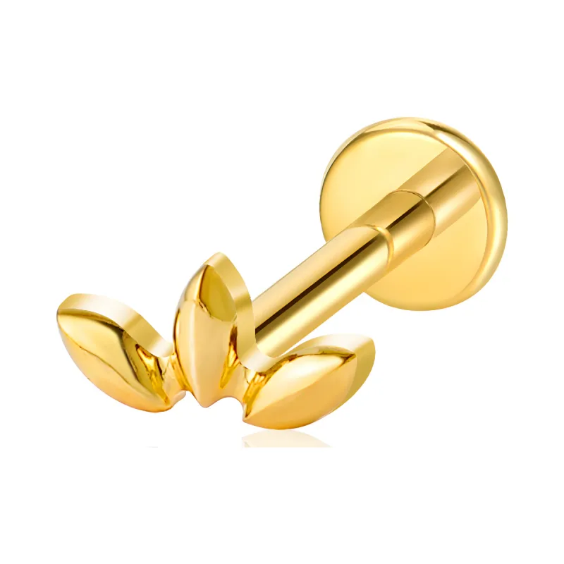Titanyum Düz Yaprak Piercing — gold