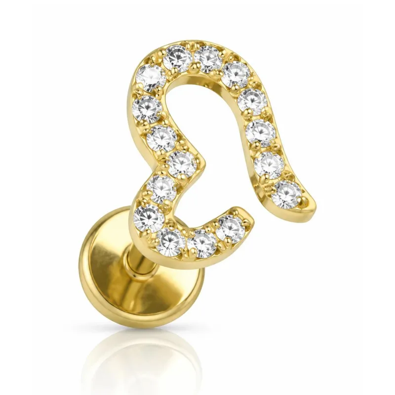 Titanyum Kıvrık Kalp Piercing — gold
