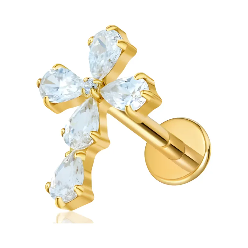 Titanyum Haç Piercing — gold