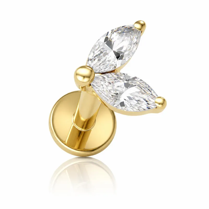 Titanyum Çift Yaprak Piercing — gold