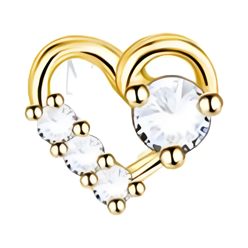 Titanyum Açık Kalp Piercing — gold