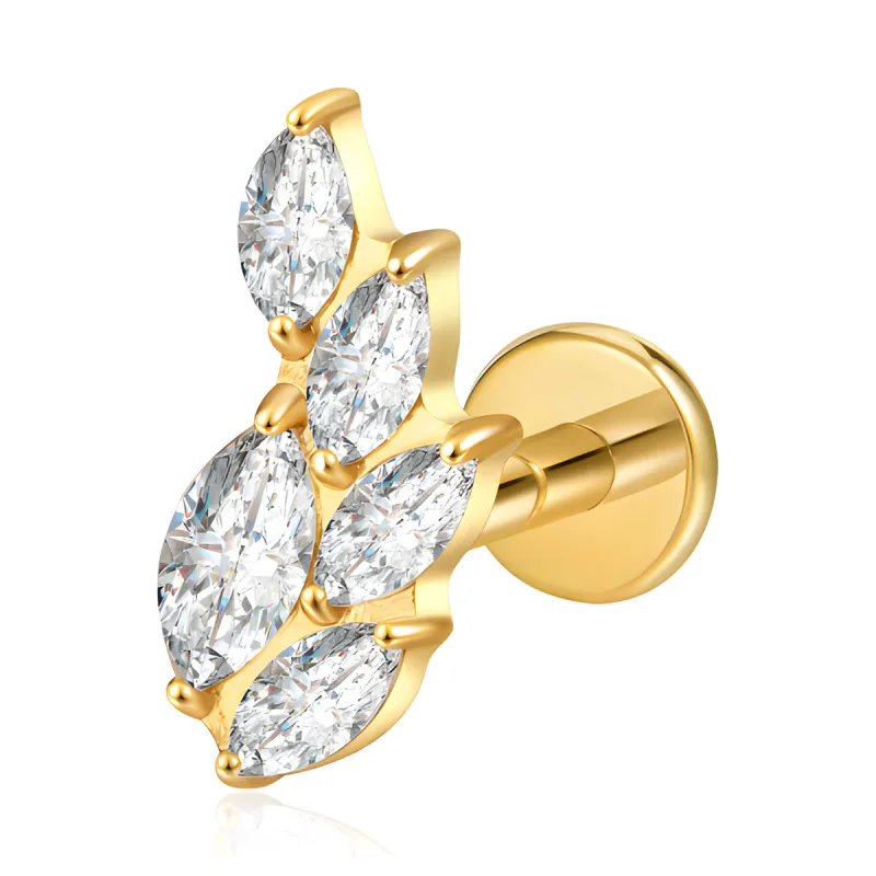 Titanyum Yaprak Salkımı Piercing — gold