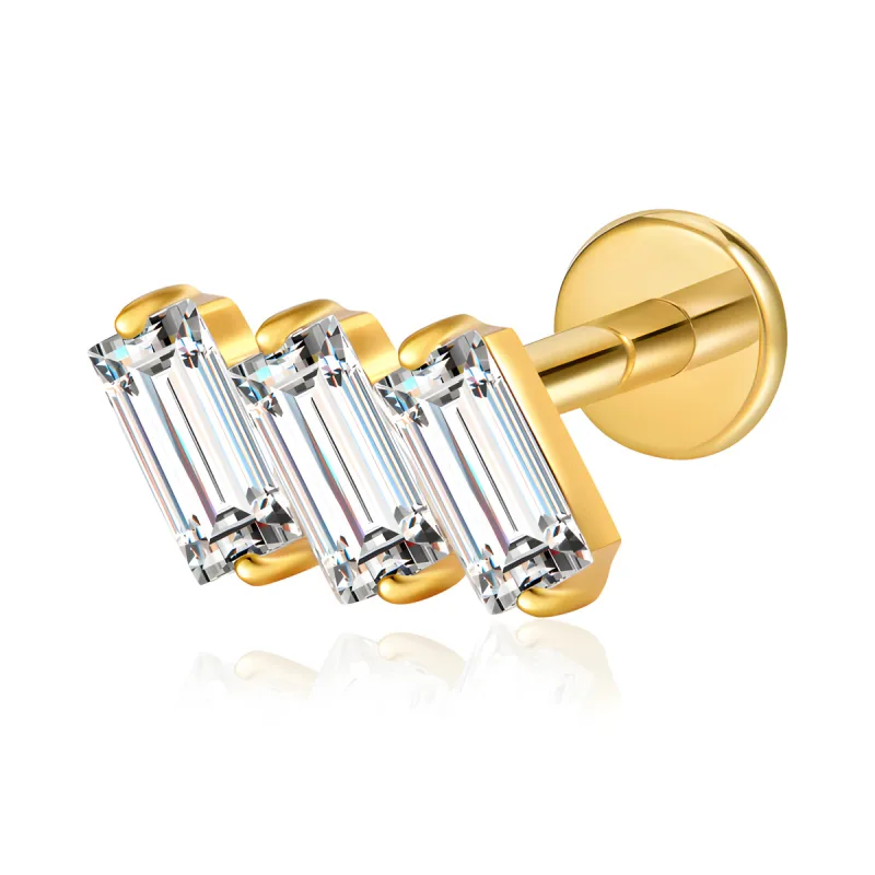 Titanyum Üçlü Baget Piercing — gold
