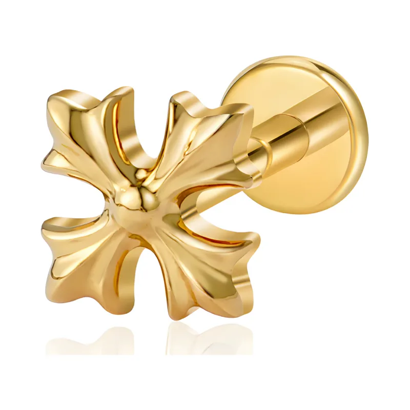 Titanyum Süslü Haç Piercing — gold
