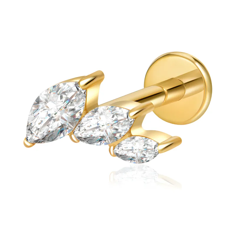 Titanyum Yaprak Üçlüsü Piercing — gold