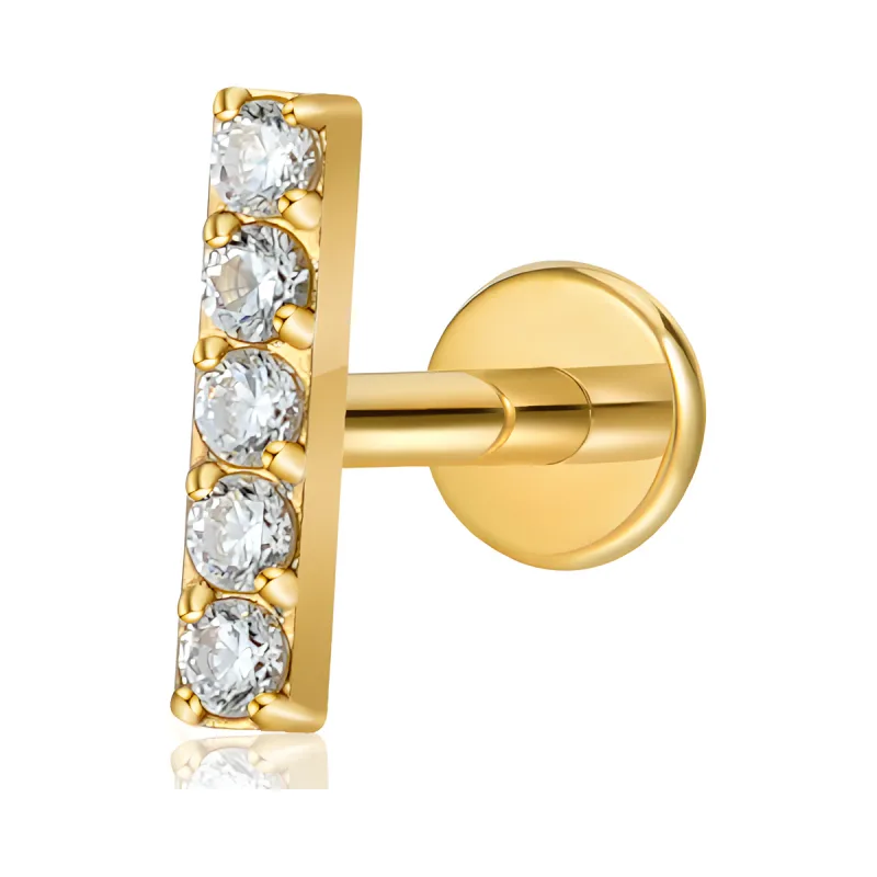 Titanyum Taşlı Çubuk Piercing — gold