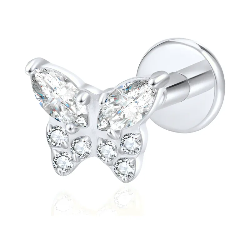 Titanyum Kelebek Piercing — silver