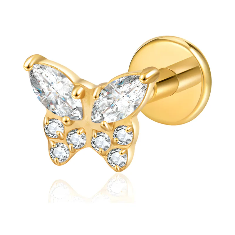 Titanyum Kelebek Piercing — gold