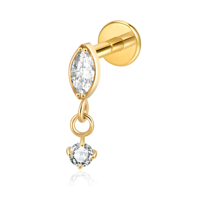 Titanyum Damla Sallantı Piercing — gold
