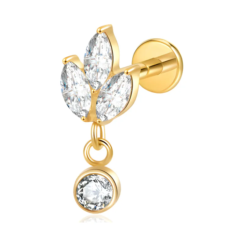 Titanyum Sallantılı Yaprak Piercing — gold