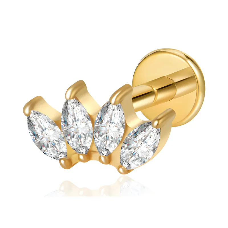 Titanyum Yaprak Tacı Piercing — gold