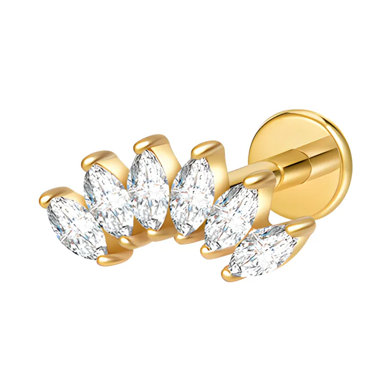 Titanyum Yaprak Dizisi Piercing — gold