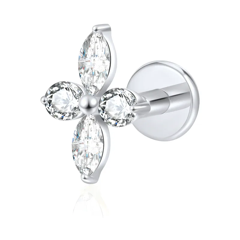 Titanyum Yonca Piercing — silver