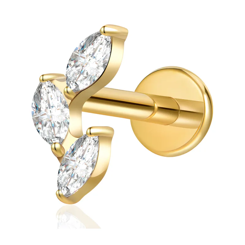 Titanyum Üç Yaprak Piercing — gold