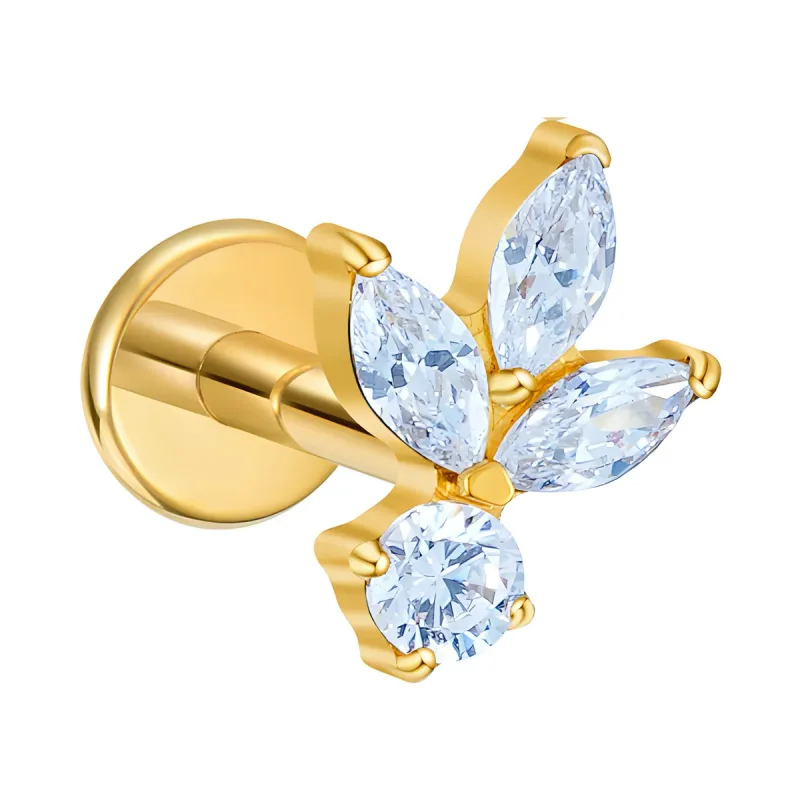 Titanyum Marquise Yaprak Piercing — gold