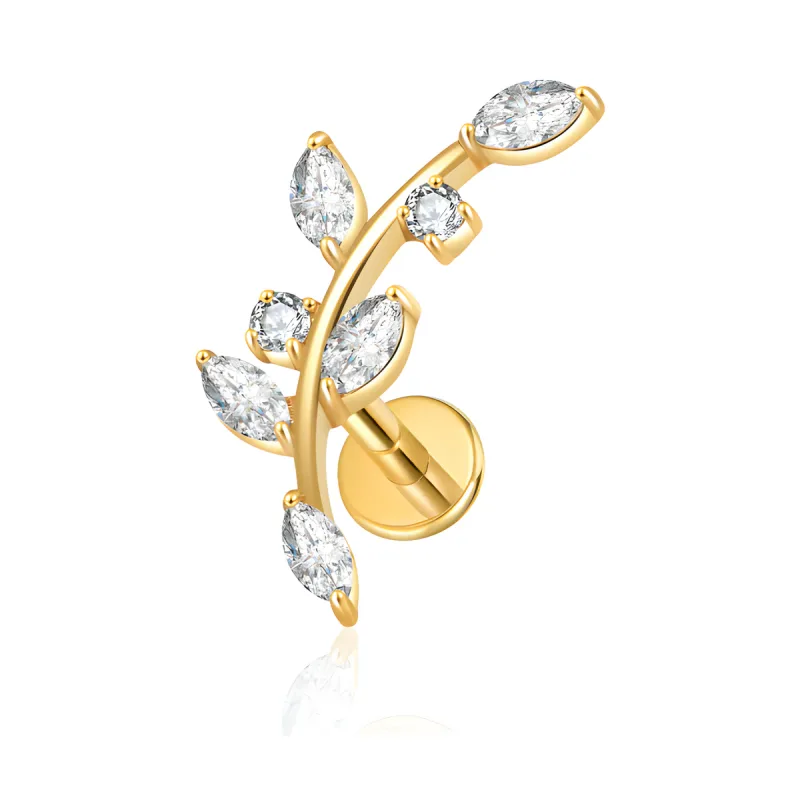 Titanyum İnce Dal Piercing — gold